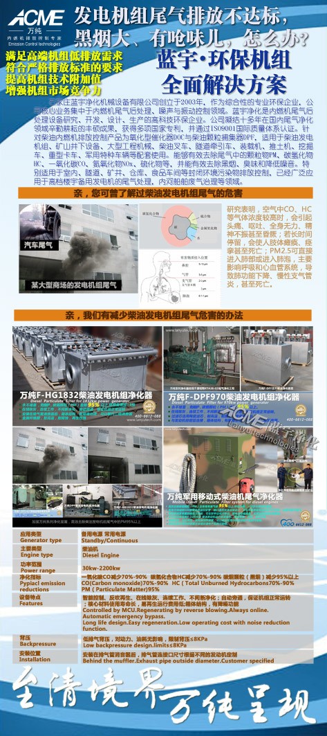 萬純發(fā)電機(jī)組尾氣凈化系統(tǒng)展架介紹
